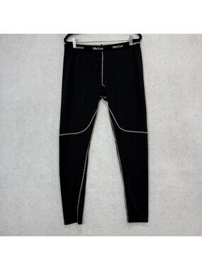 Marmot Leggings Womens Large Black Mid Rise Thermal Baselayer Ankle Stretch
